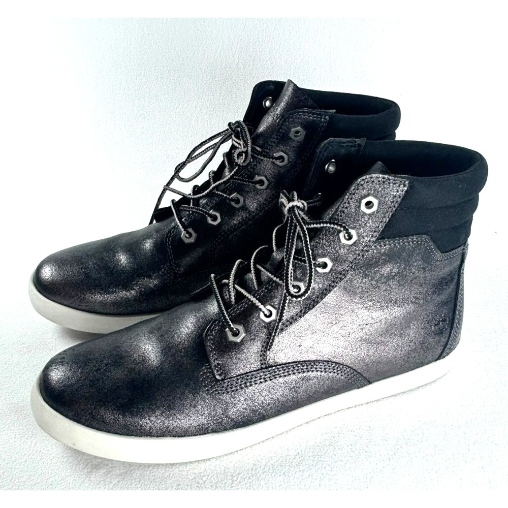 Women's Metallic Black High-Top Sneakers